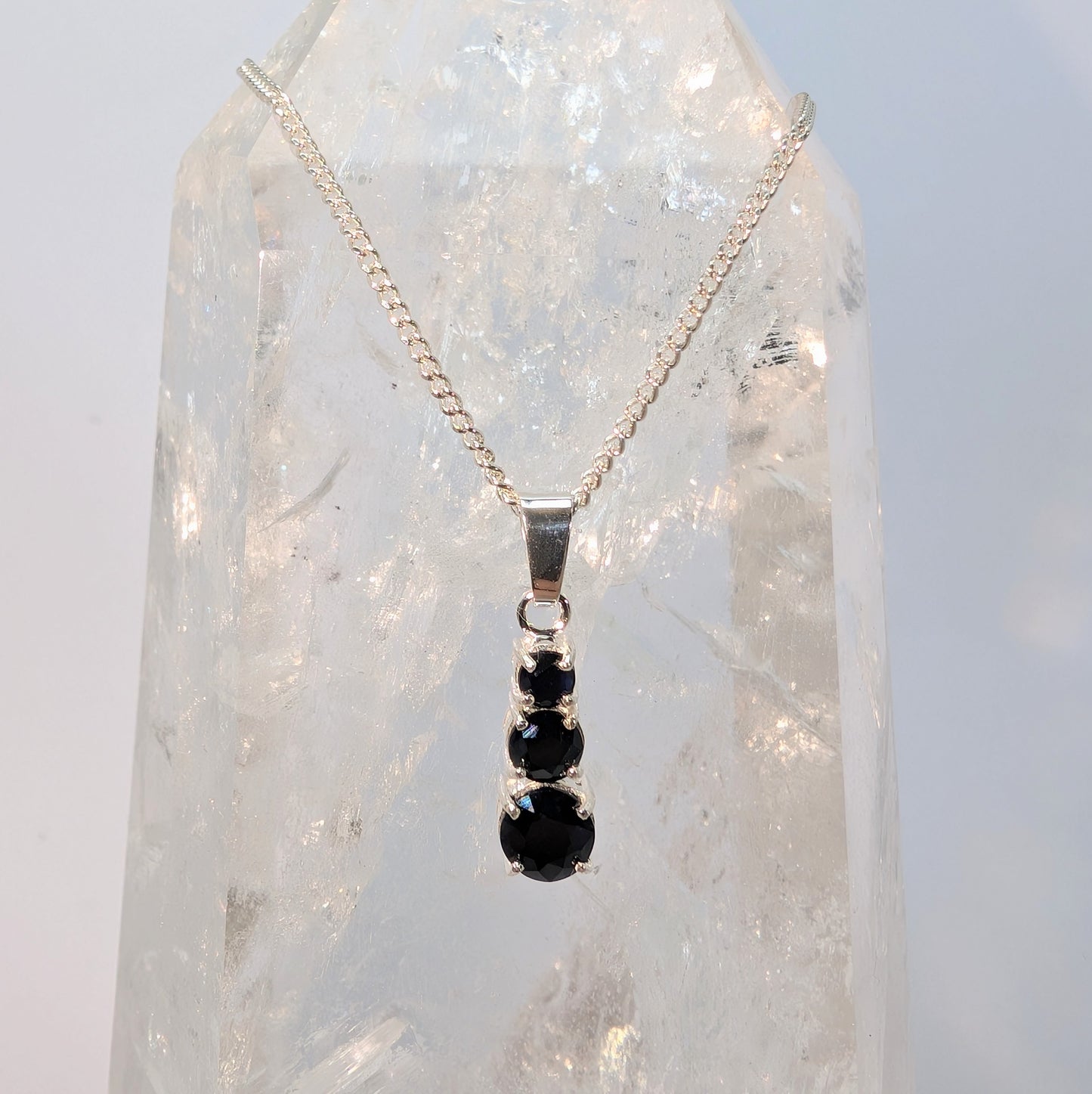 Sapphire Silver Snowman Necklace