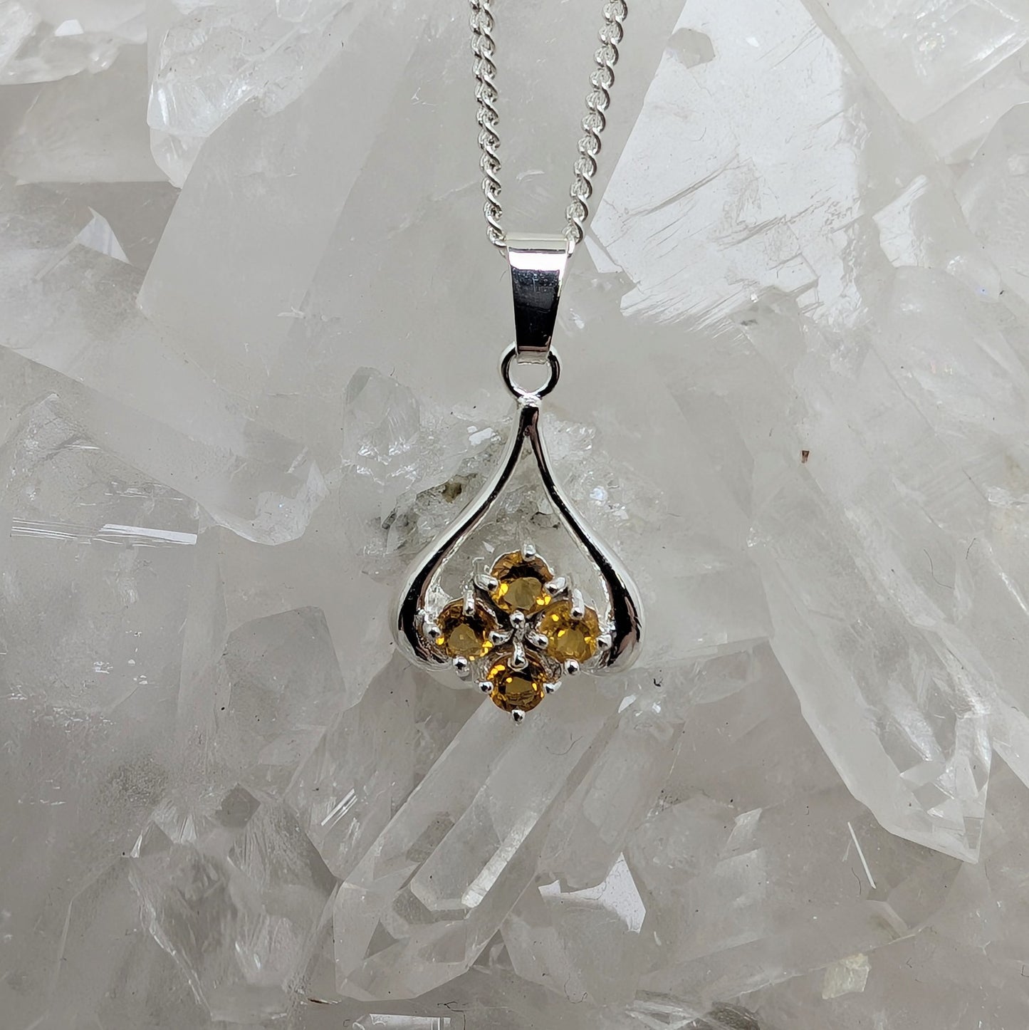 4 Stone Sterling Silver Pendant