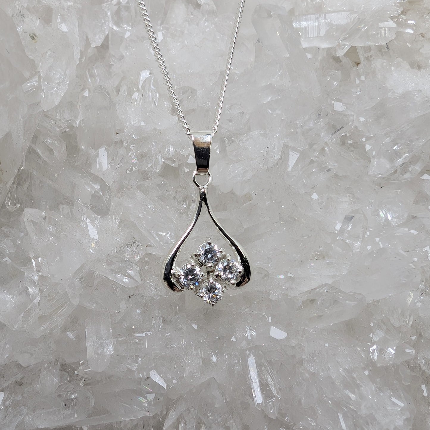 4 Stone Sterling Silver Pendant