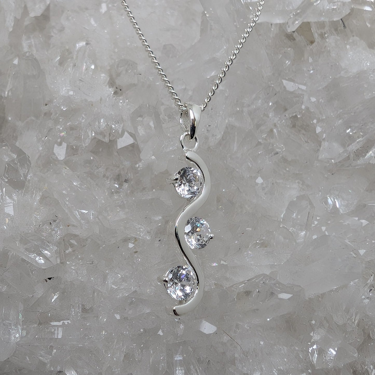 3 Stone Pendant Sterling Silver