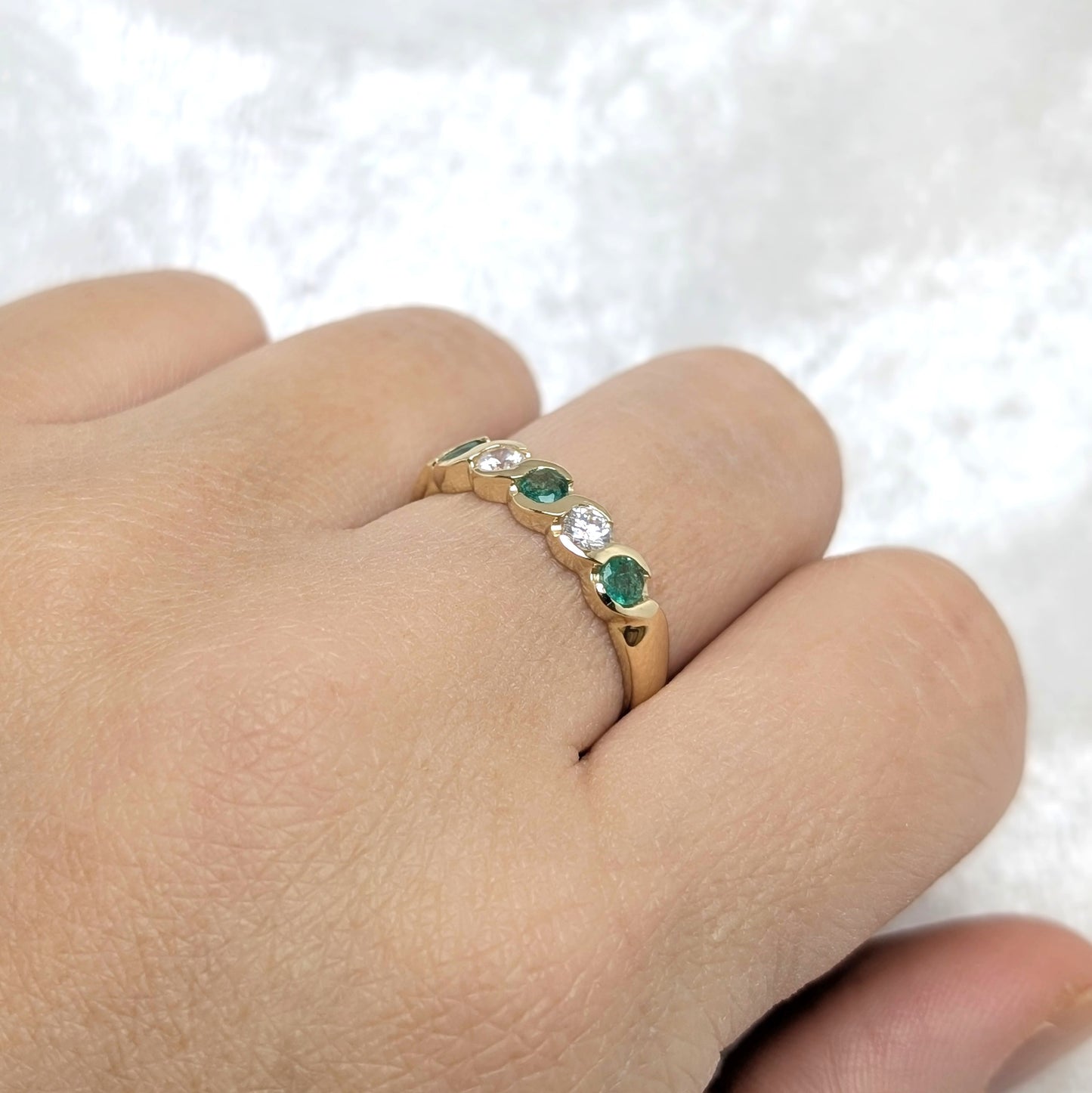 Emerald & CZ Ring 9ct R5