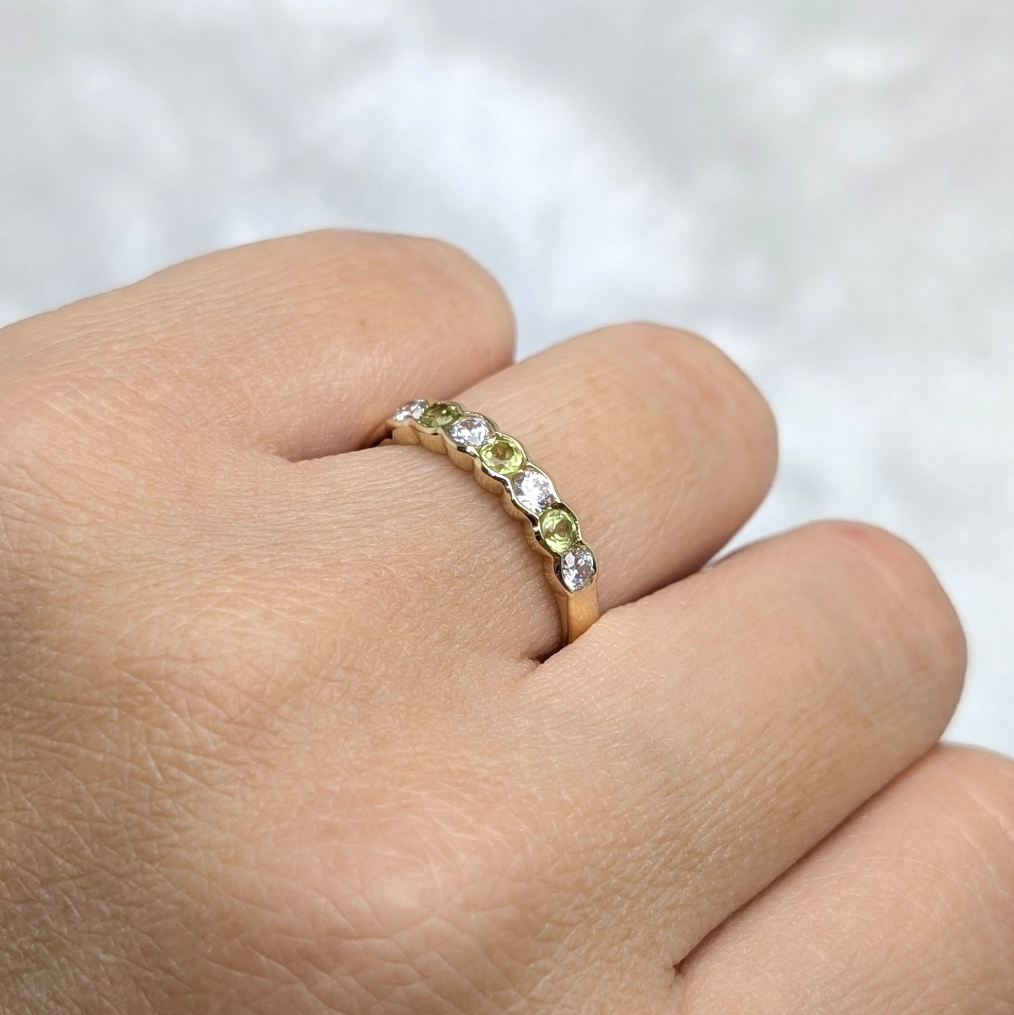 Peridot & CZ Ring 9ct R42.5