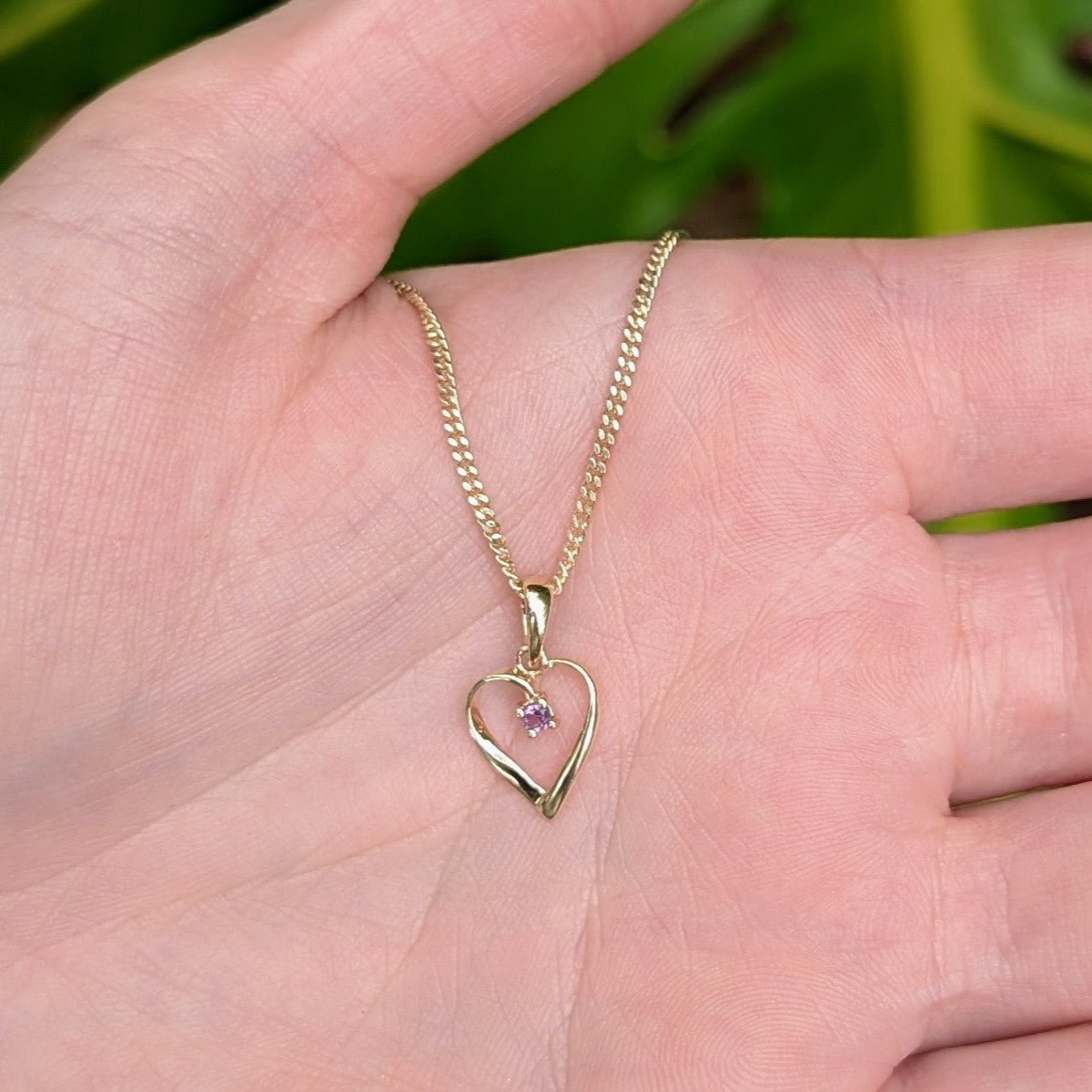 Amethyst 9ct Heart Necklace