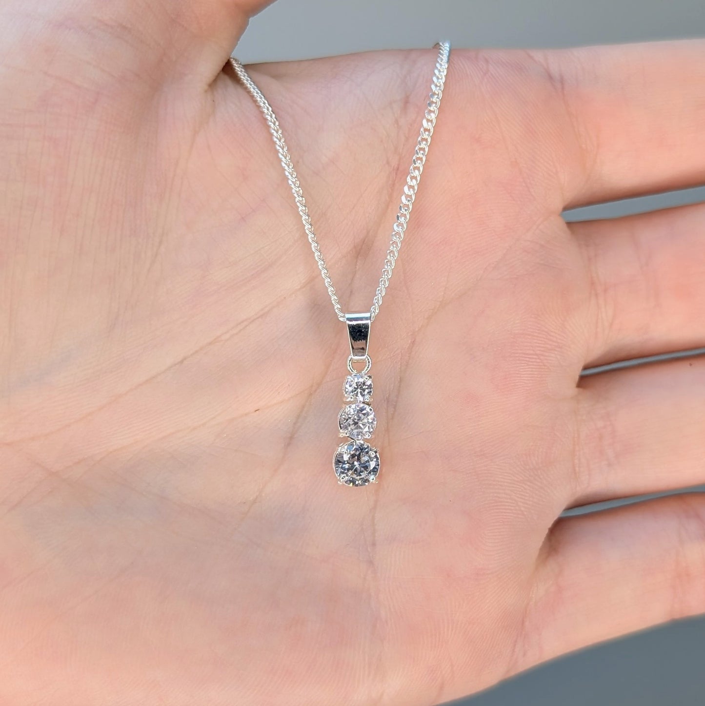 Cubic Zirconia Silver Snowman Necklace