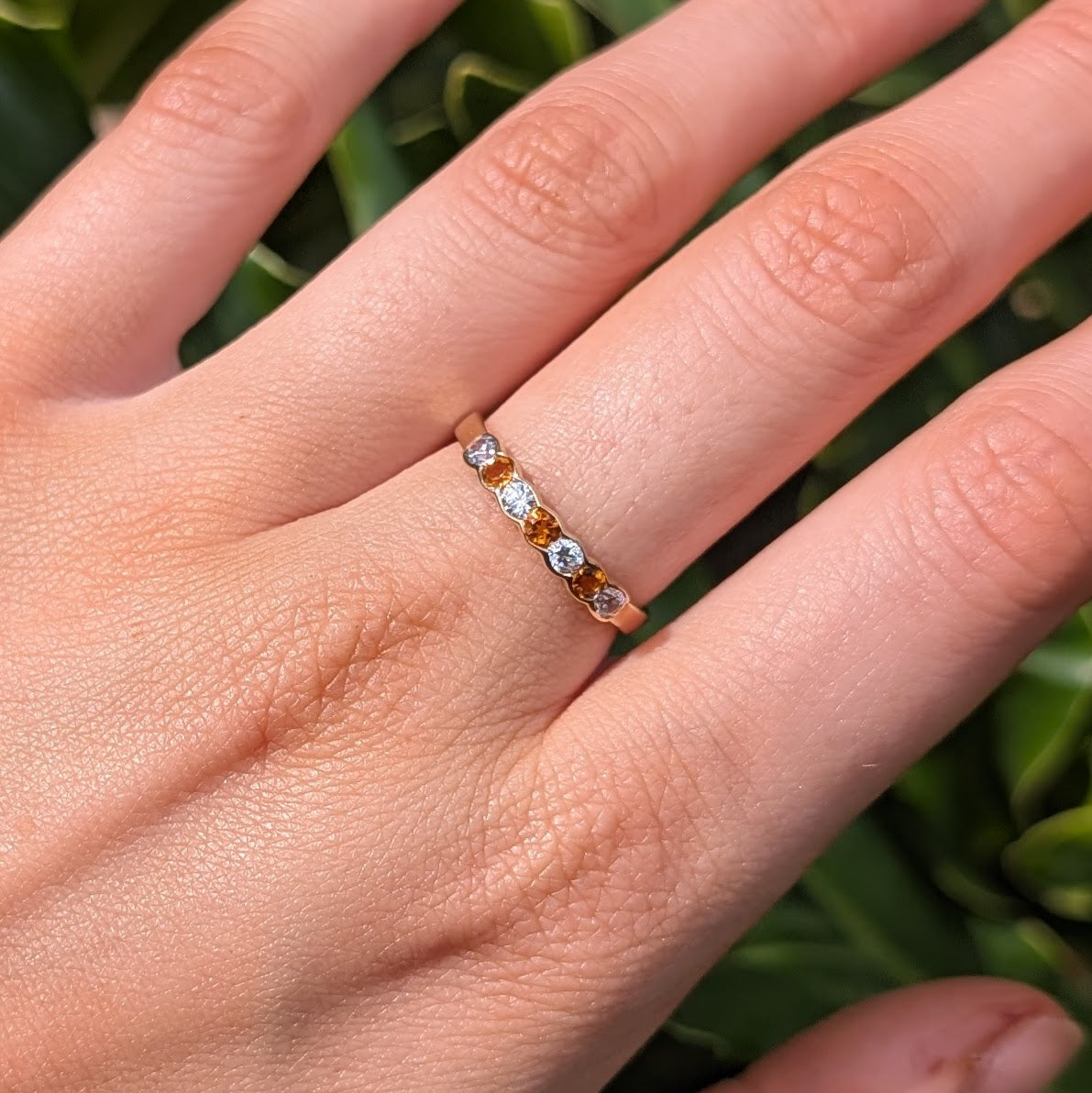 Citrine & CZ Ring 9ct R42.5