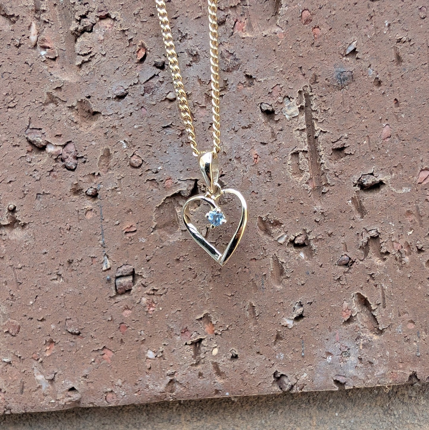 Aquamarine 9ct Heart Necklace