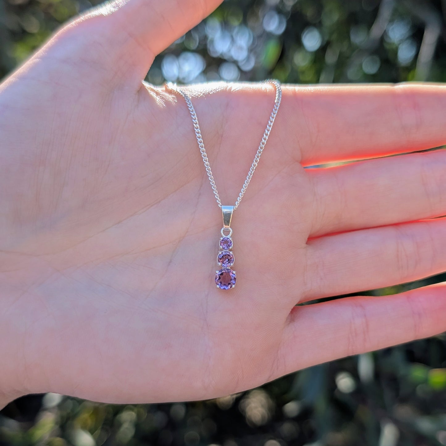 Amethyst Silver Snowman Necklace