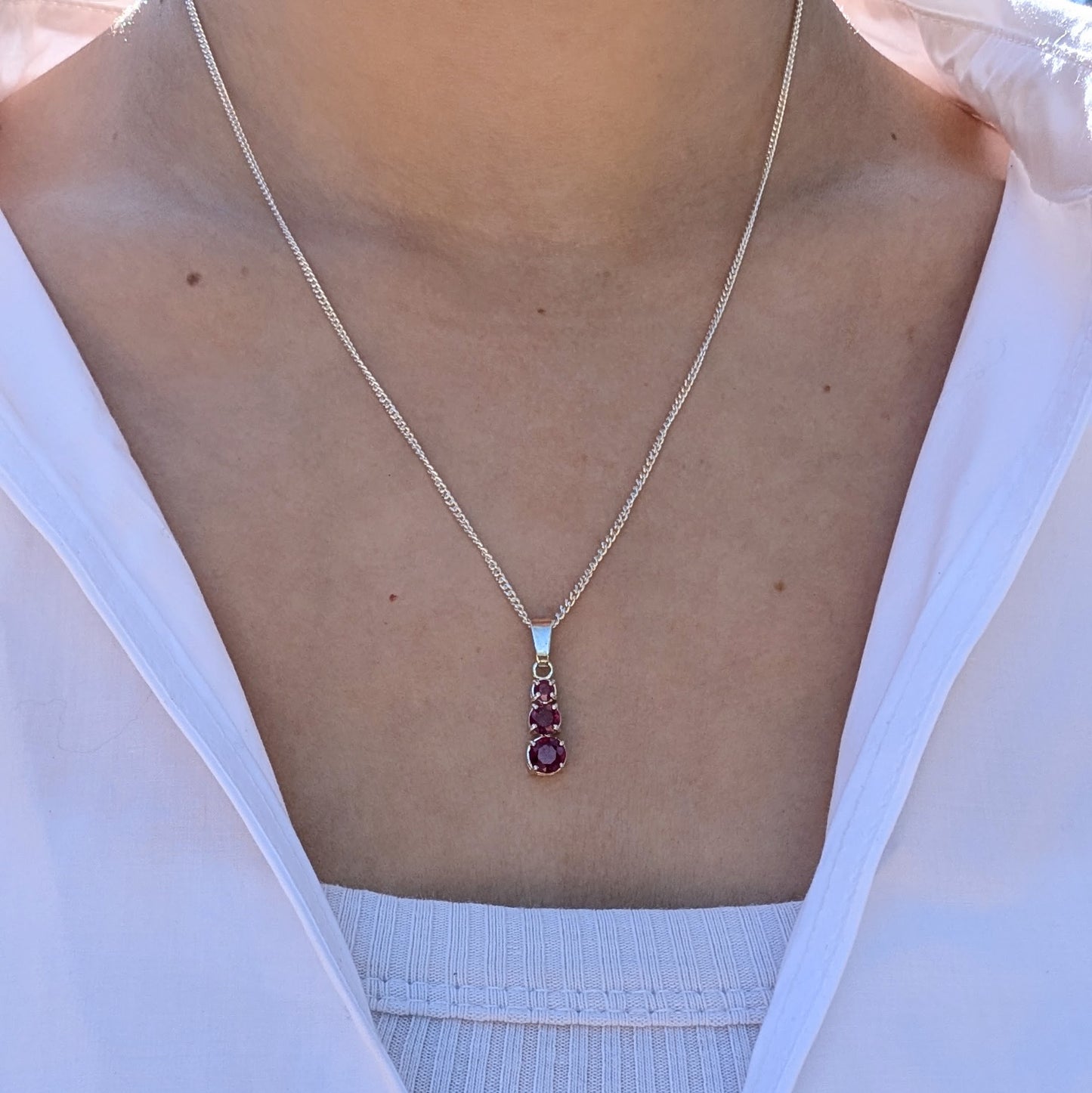 Ruby Silver Snowman Necklace