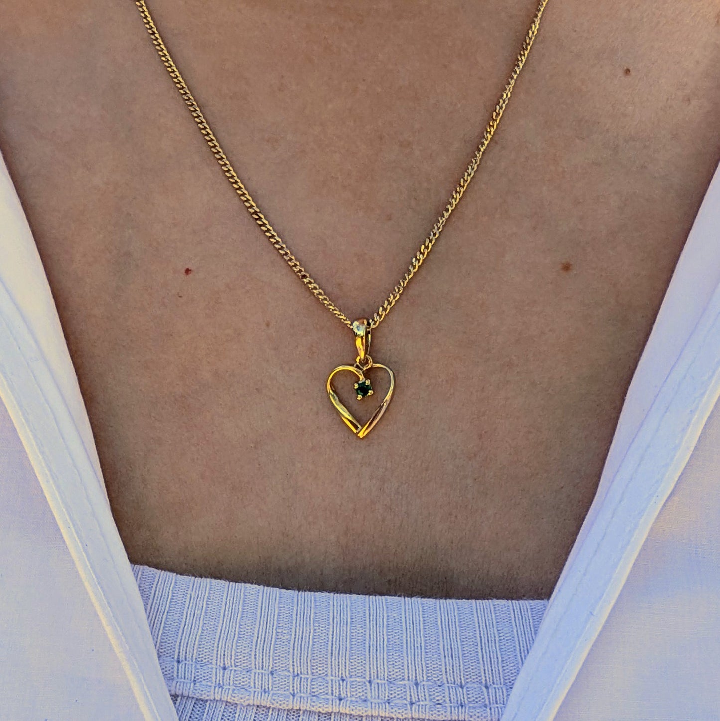 Emerald 9ct Heart Necklace