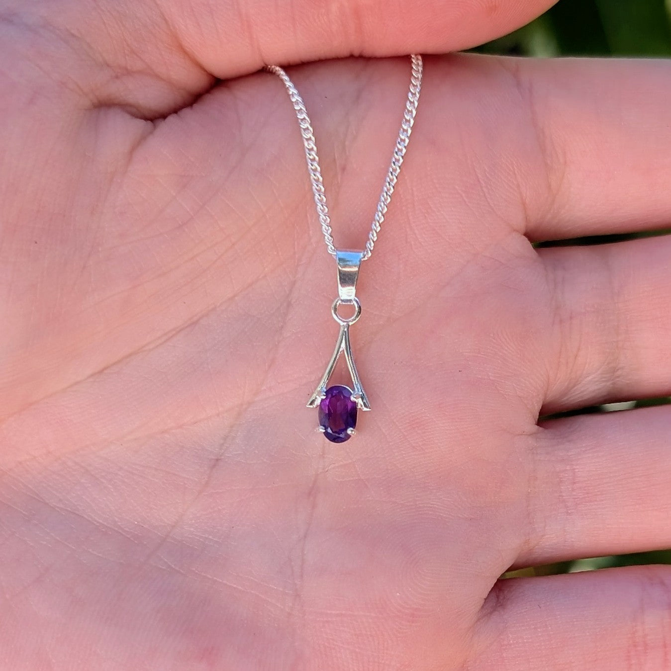 Amethyst Silver 6x4a Necklace