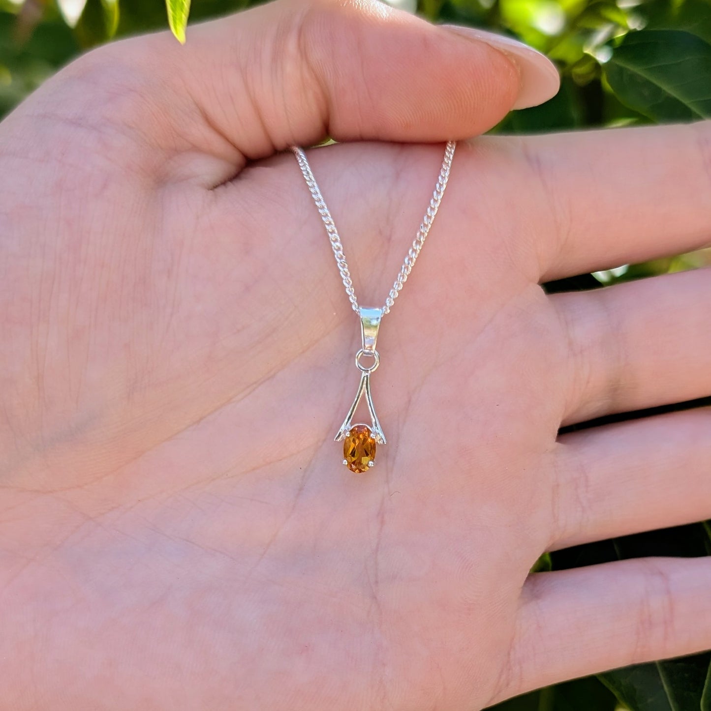 Citrine Silver 6x4a Necklace