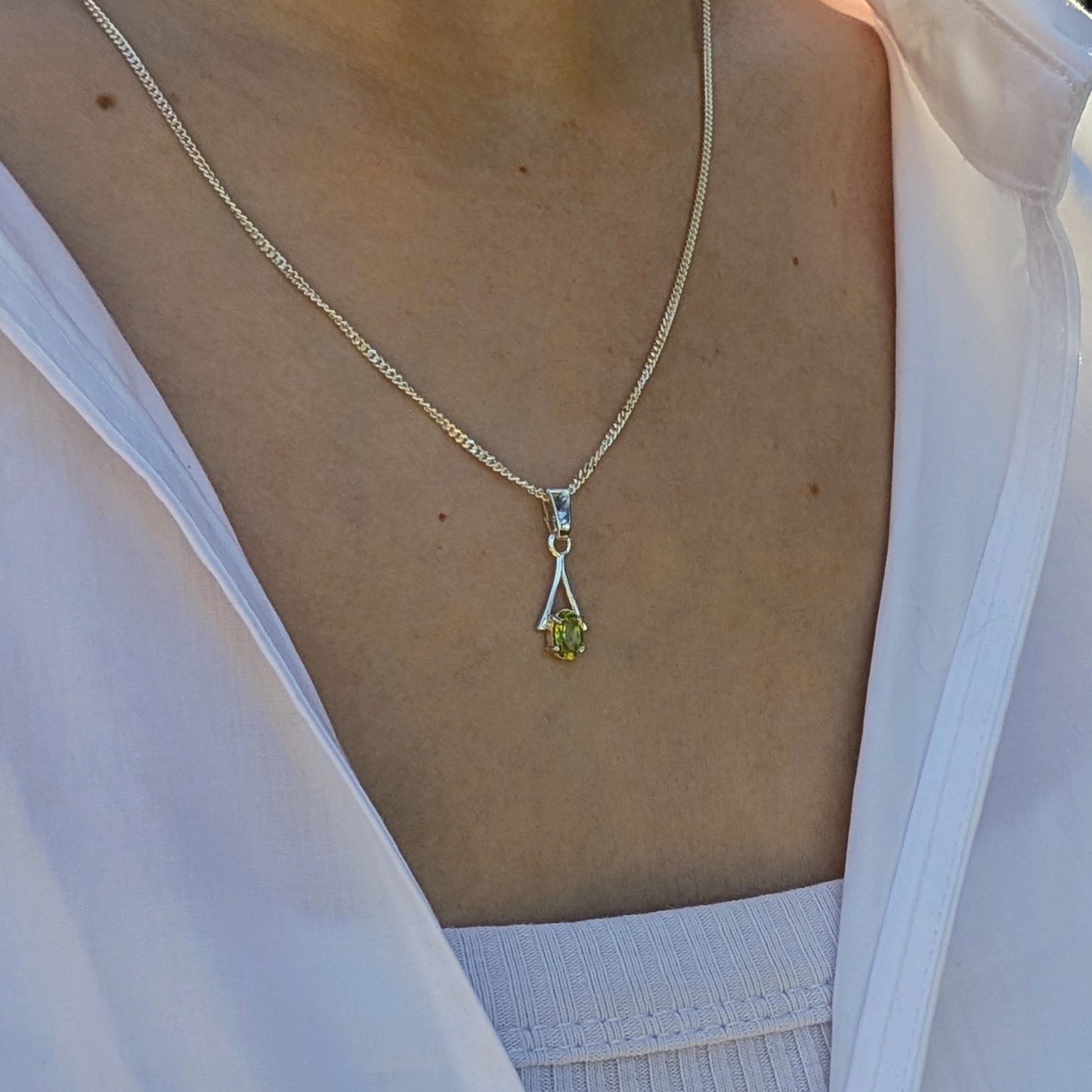 Peridot Silver 6x4a Necklace