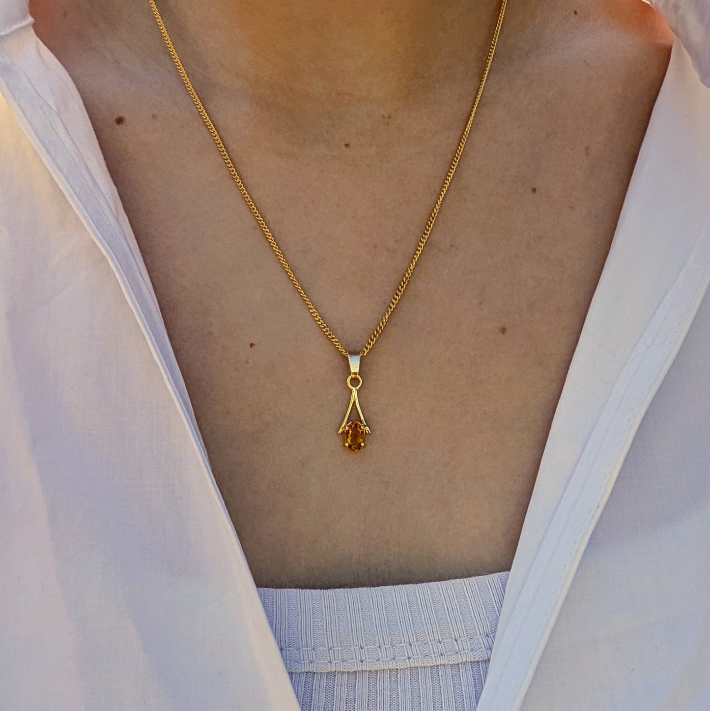 Citrine 9ct 6x4a Necklace