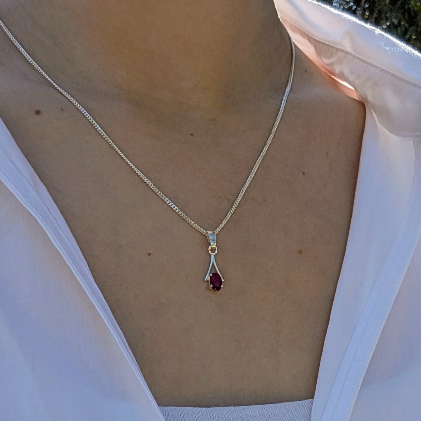 Ruby Silver 6x4a Necklace