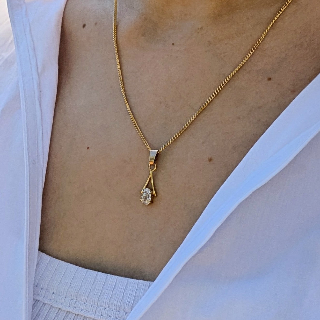 Cubic Zirconia 9ct 6x4a Necklace