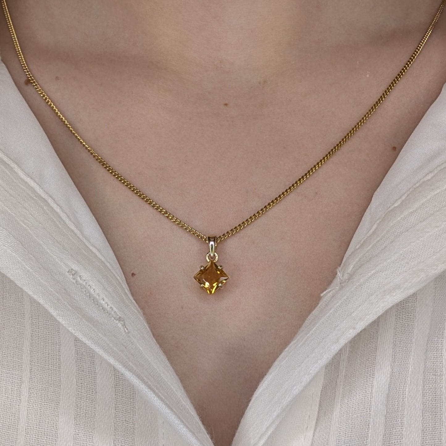Citrine 9ct 6mm Princess Necklace
