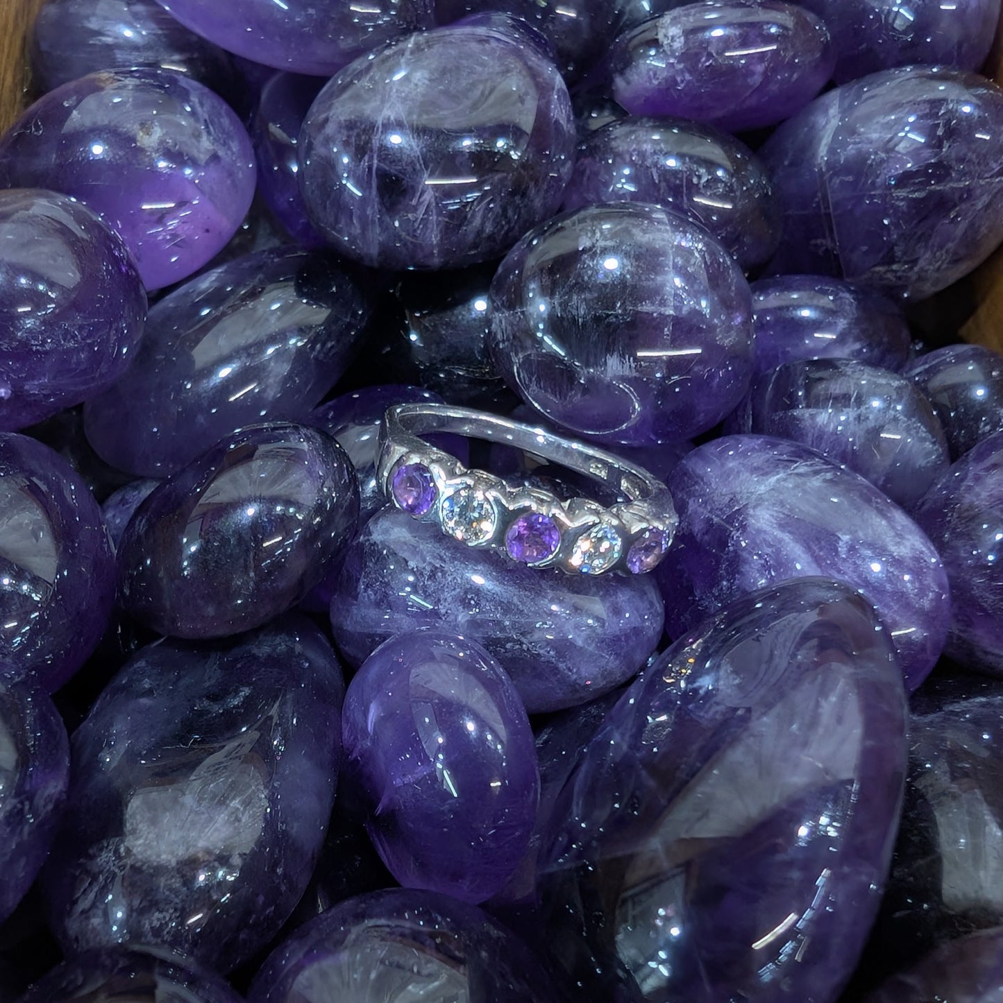 Amethyst & CZ Ring Sterling Silver R46