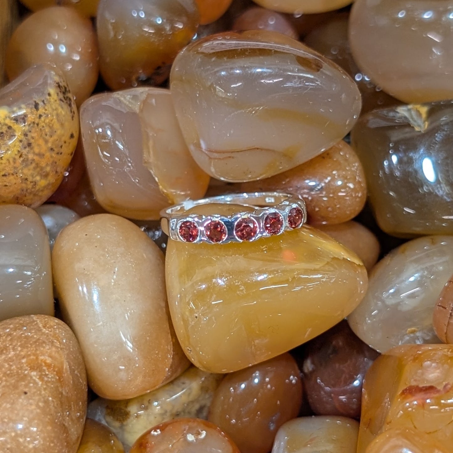 Garnet Ring Sterling Silver R46