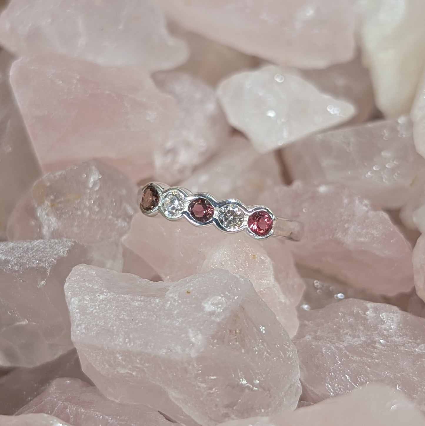Garnet & CZ Ring Sterling Silver R51
