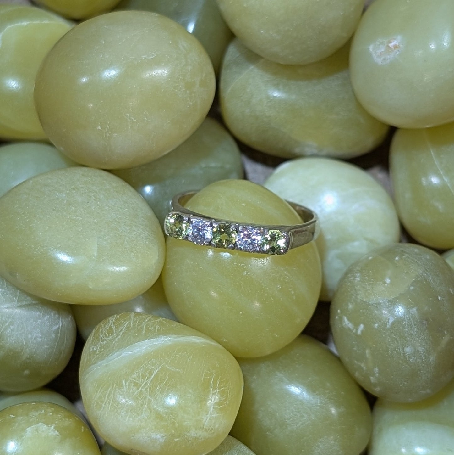 Peridot & CZ Ring Sterling Silver R7