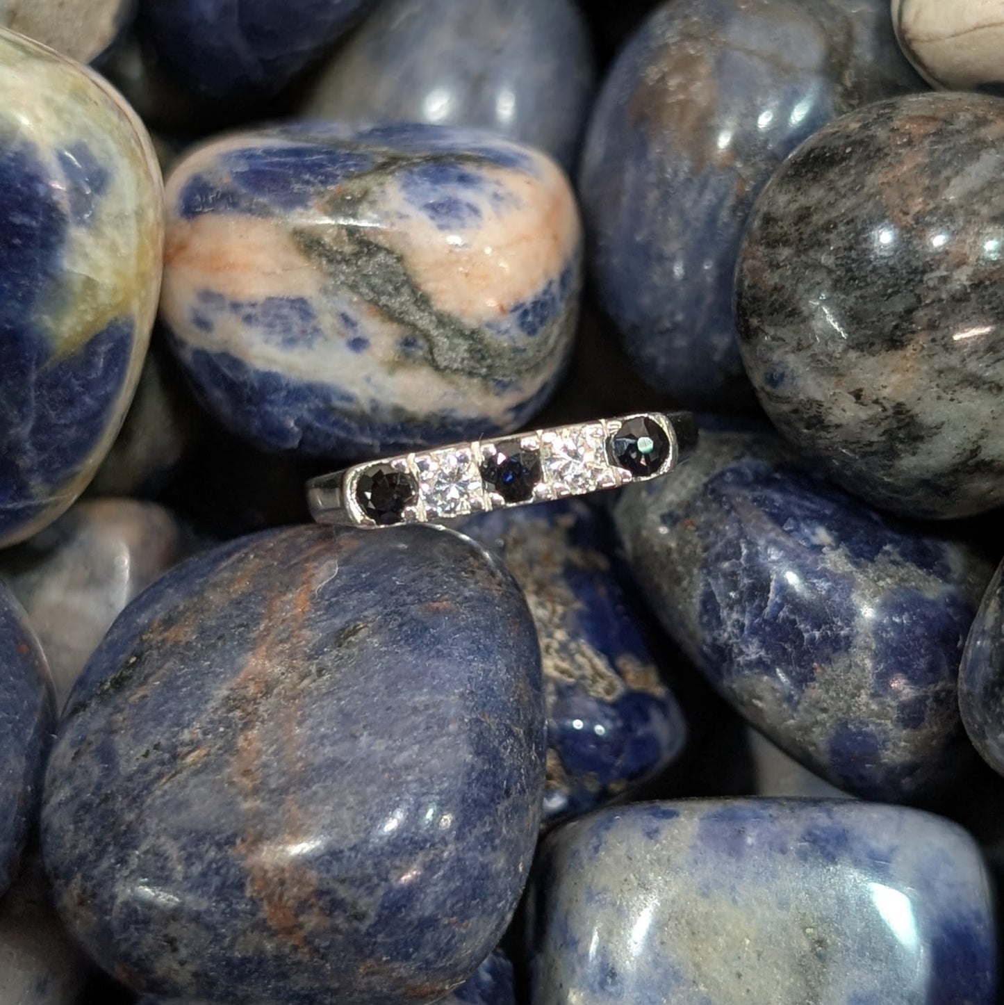 Sapphire & CZ Ring Sterling Silver R7