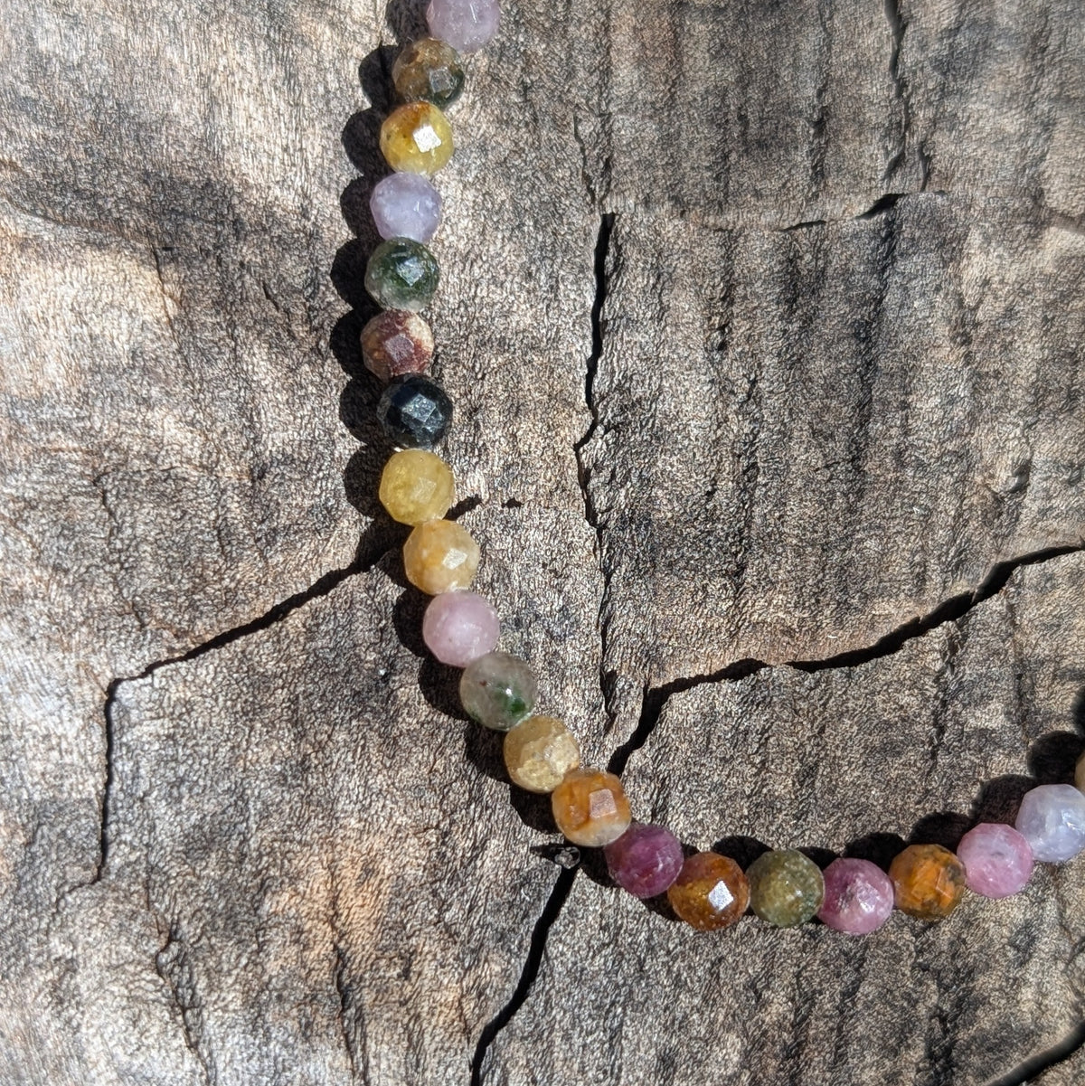 4mm Faceted Tourmaline Beaded Necklace