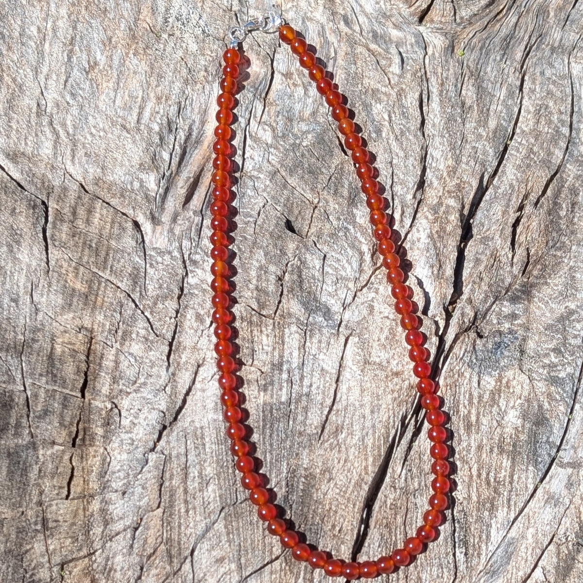 6mm Carnelian Agete Beaded Necklace 1
