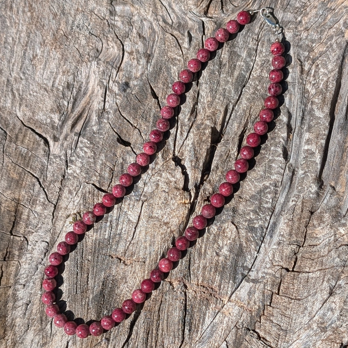 8mm Rhodonite Beaded Necklace 1