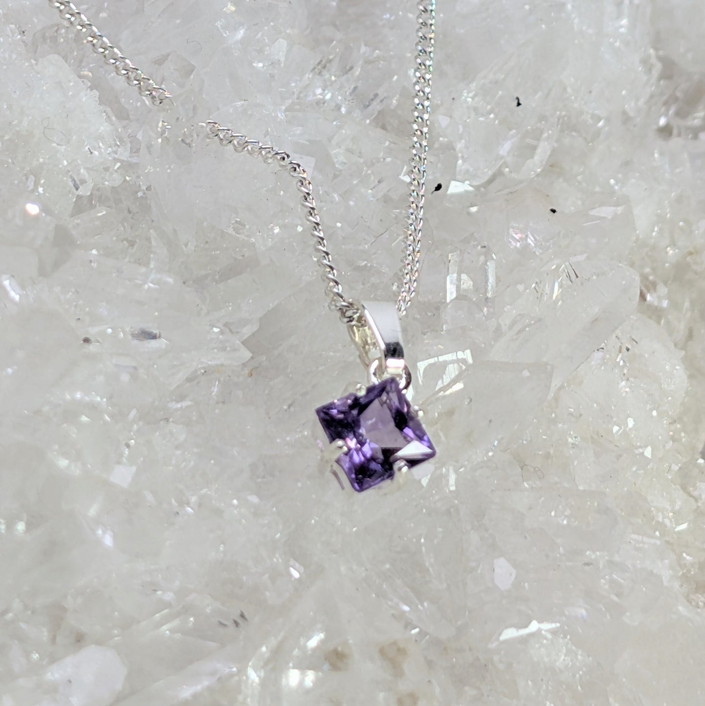 Amethyst Silver 6mm Princess Necklace