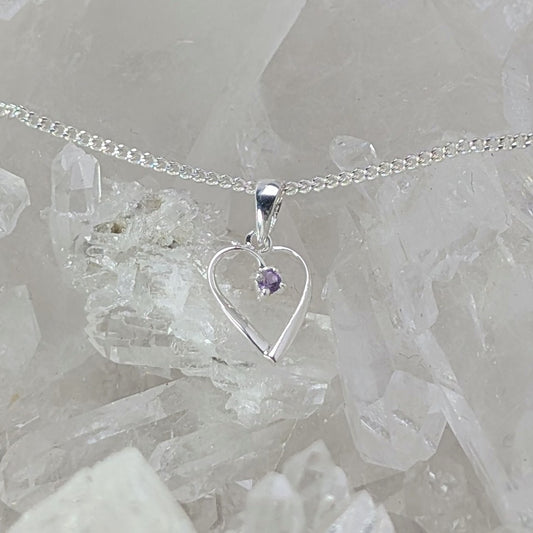Heart Amethyst Pendant Sterling Silver
