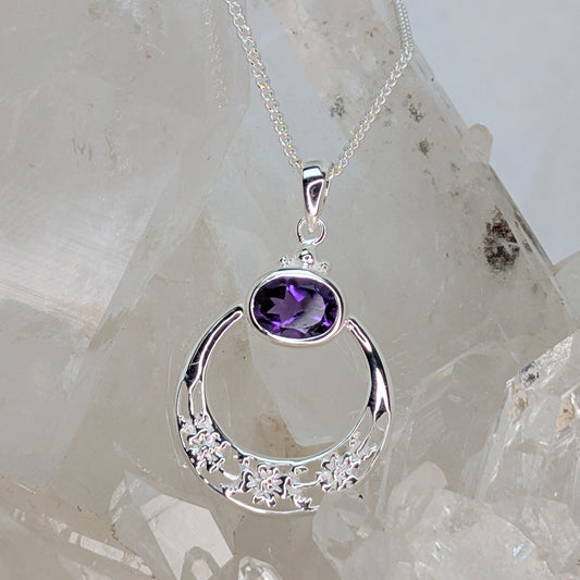 Celtic Hoop Amethyst Pendant Sterling Silver
