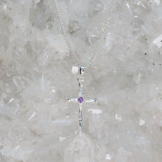 Cross Amethyst Pendant Sterling Silver
