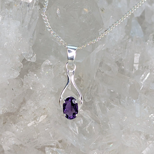 5mm B Amethyst Pendant Sterling Silver