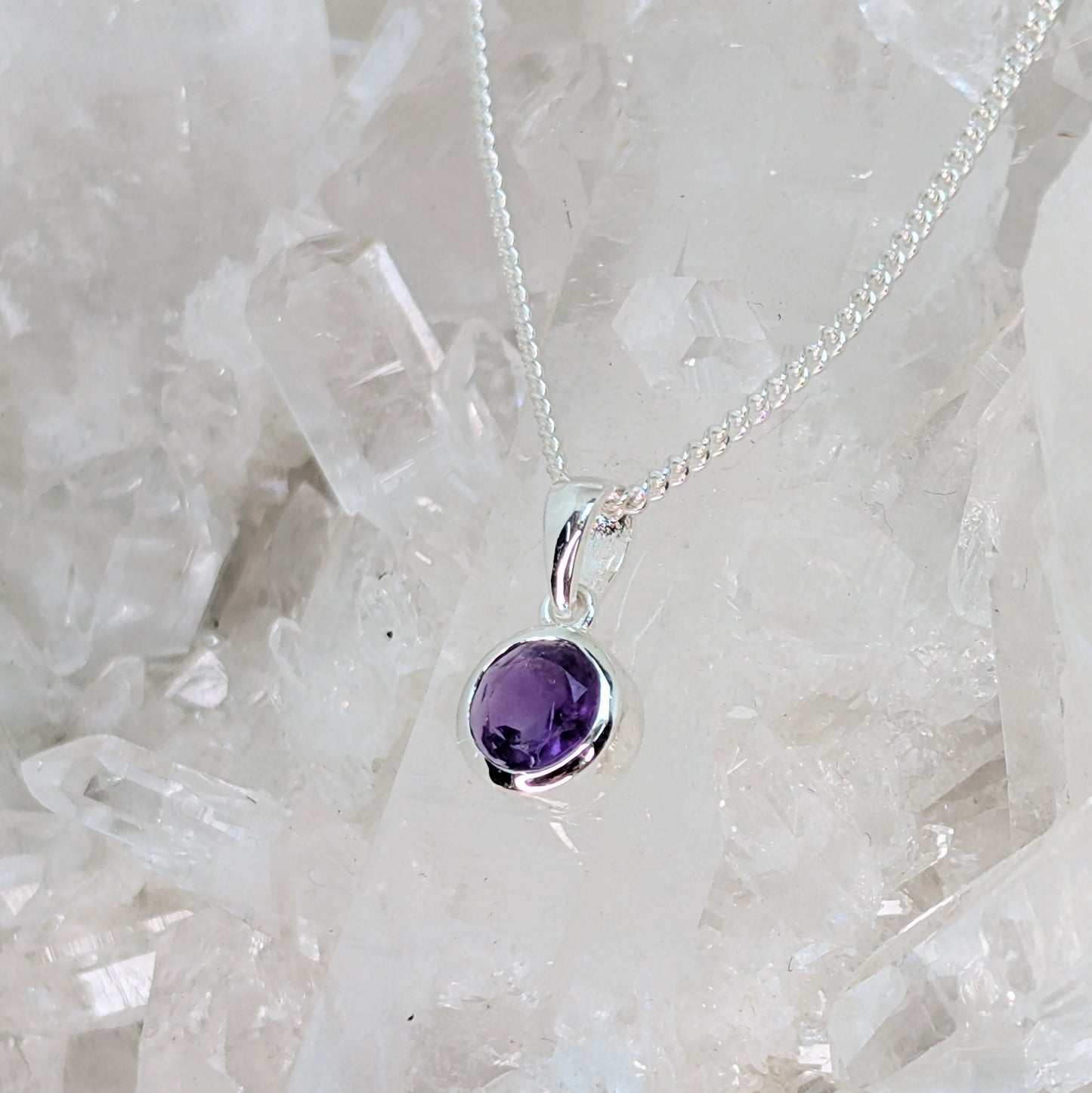 Amethyst 9ct Rubover Necklace
