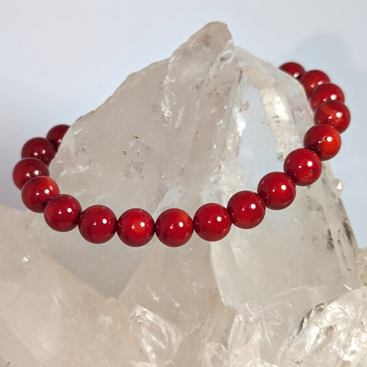 8mm Red Coral Bracelet