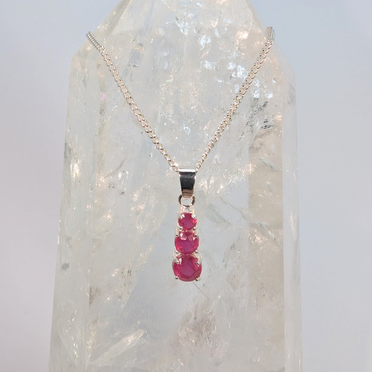 Ruby Silver Snowman Necklace