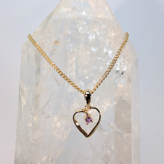 Amethyst 9ct Heart Necklace