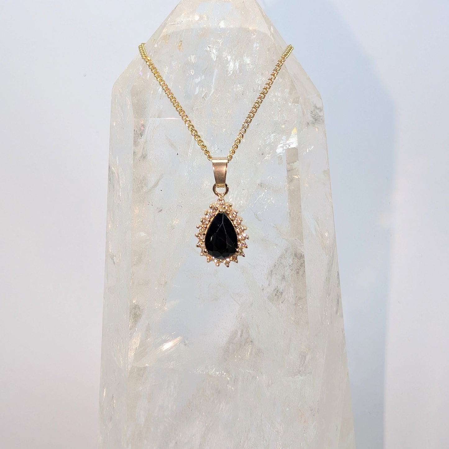 7x5 Teardrop + CZ 9ct Gold Teardrop