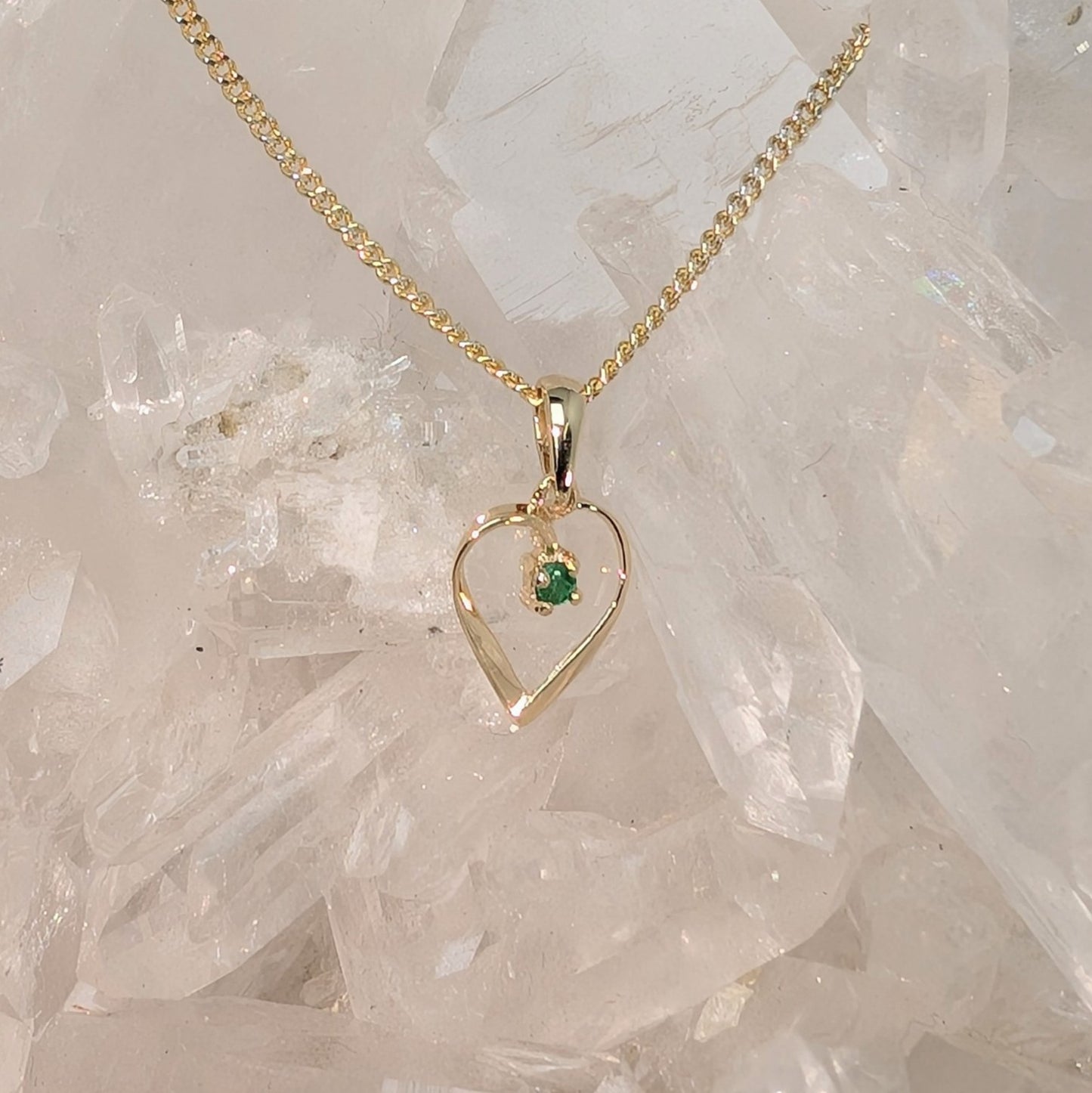 Emerald 9ct Heart Necklace