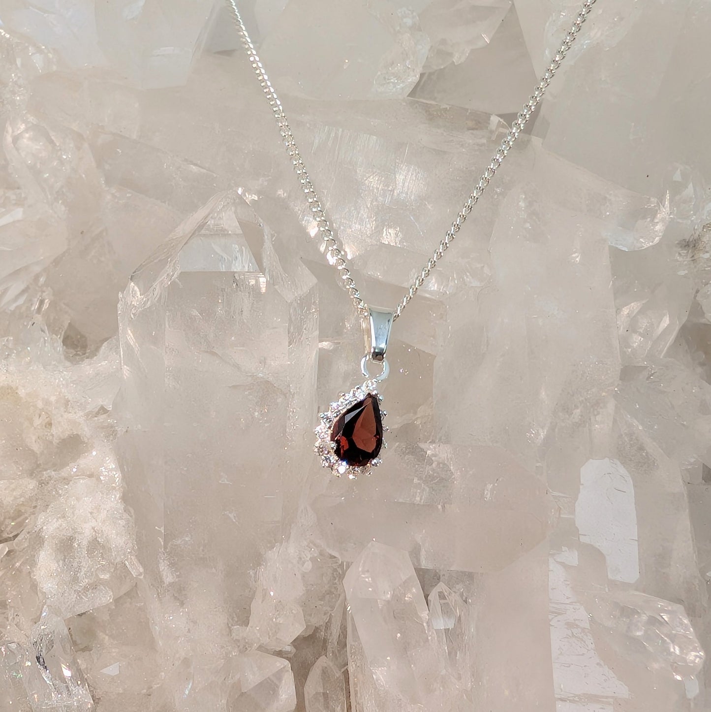 7x5 Teardrop & CZ Sterling Silver Pendant