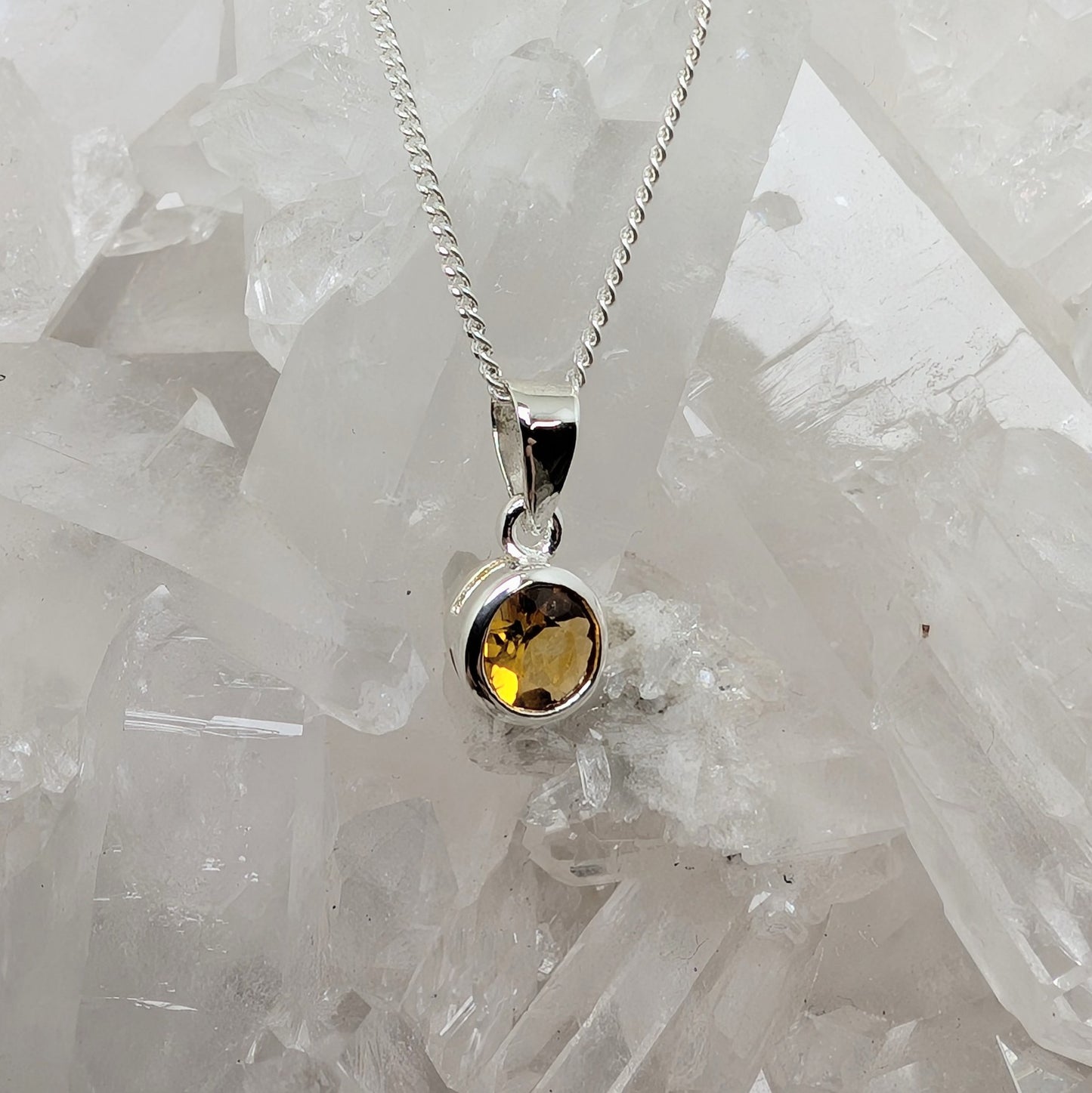 Citrine 9ct Rubover Necklace