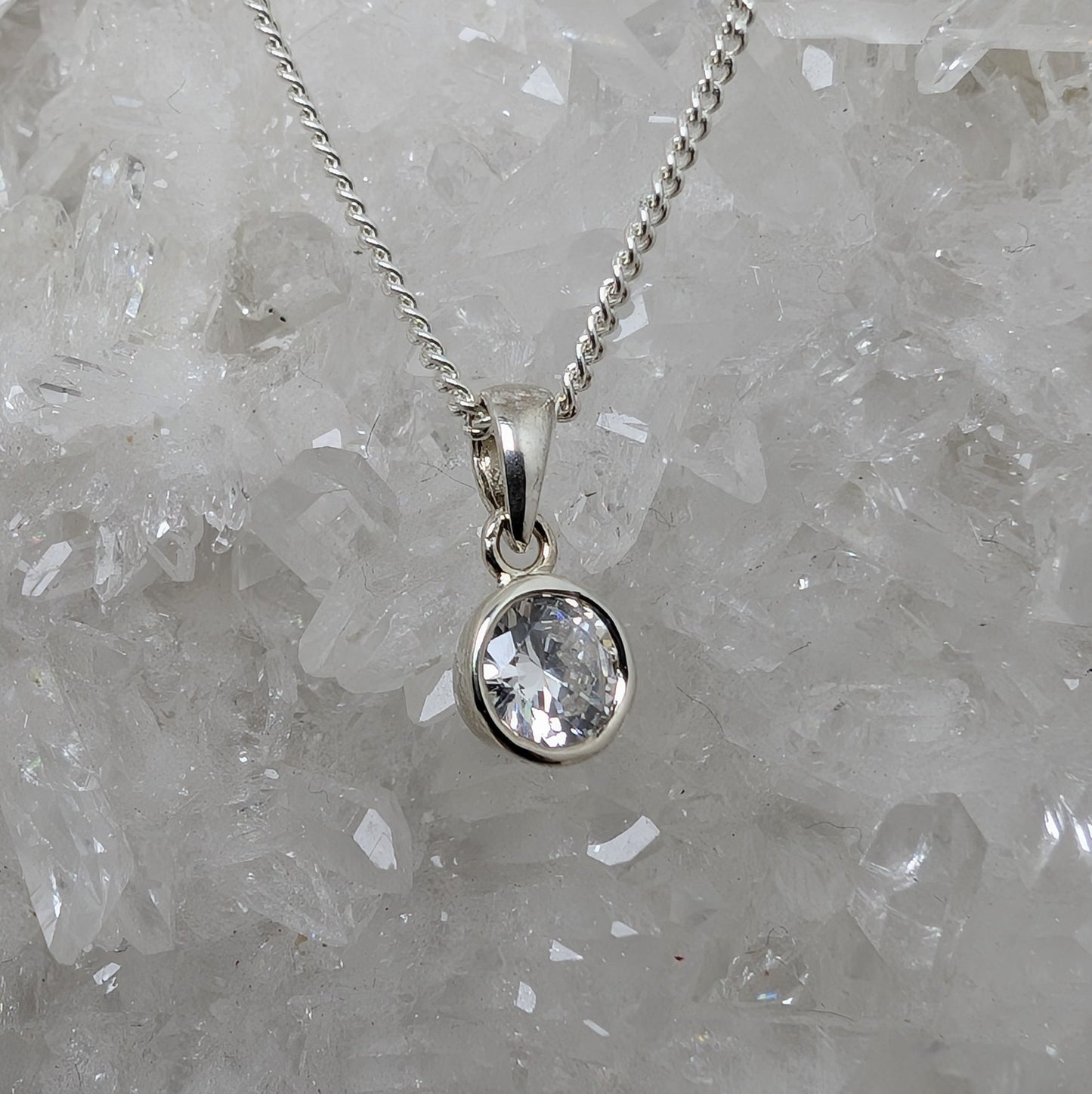 Cubic Zirconia 9ct Rubover Necklace