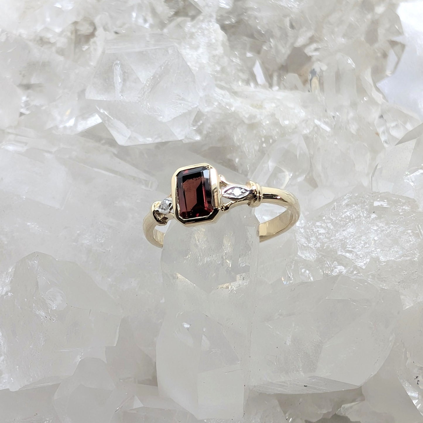 Garnet & Diamond Ring 9ct R1