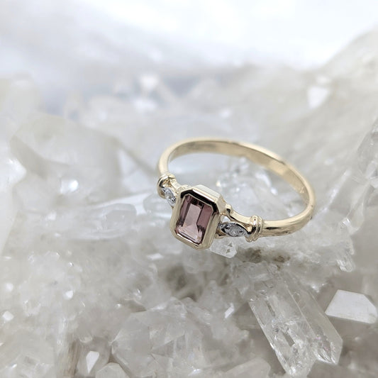 Pink Tourmaline & Diamond Ring 9ct R1
