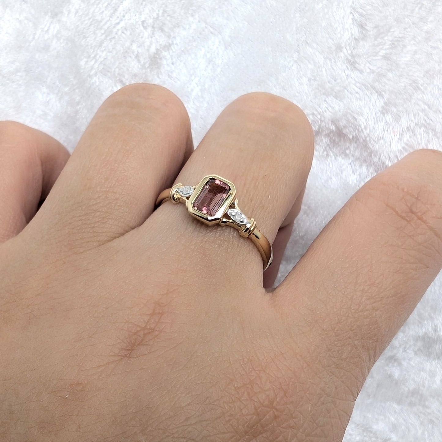 Pink Tourmaline & Diamond Ring 9ct R1