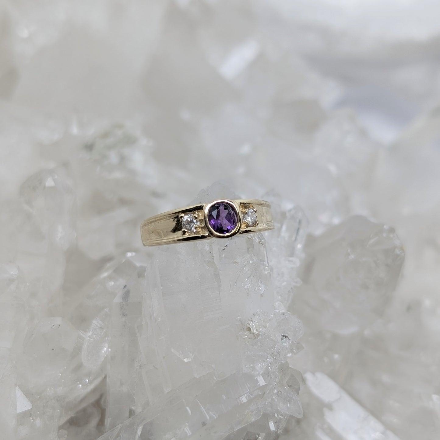 Amethyst & CZ Ring 9ct R2