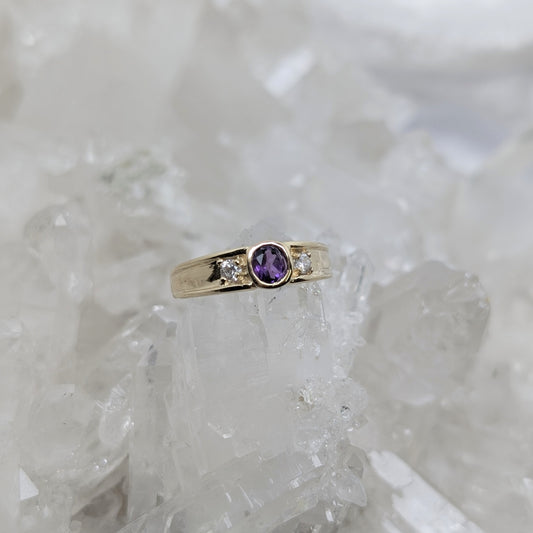 Amethyst & CZ Ring 9ct R2