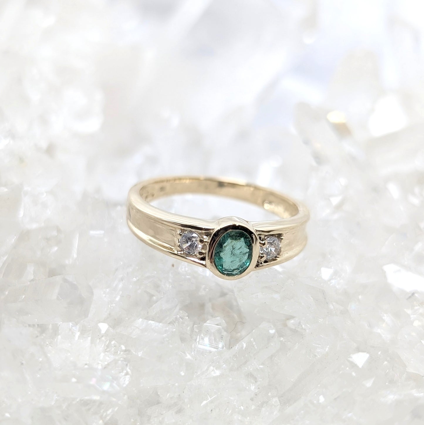 Emerald & CZ Ring 9ct R2
