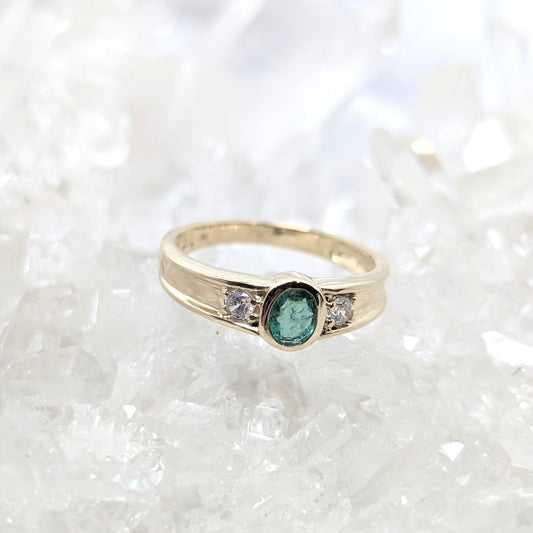 Emerald & CZ Ring 9ct R2