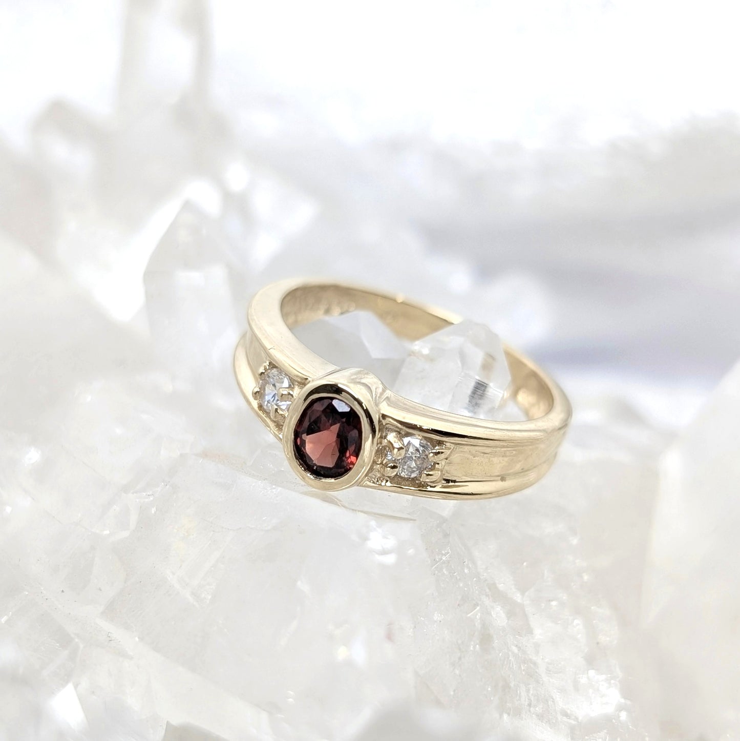 Garnet & CZ Ring 9ct R2
